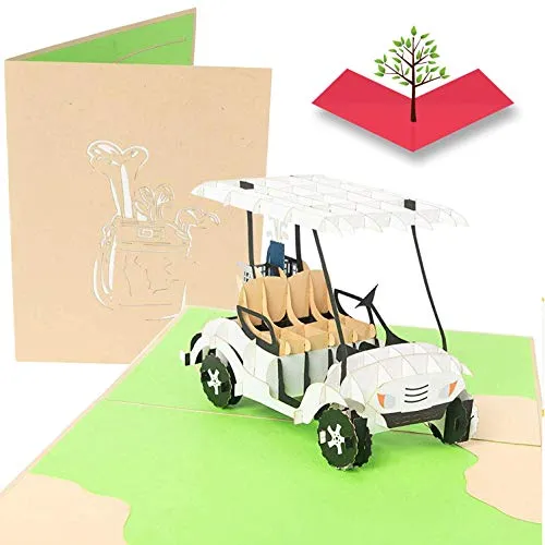 Valentines Day Golf Cart Pop Up Card - Golfing Valentines Gift Bundles