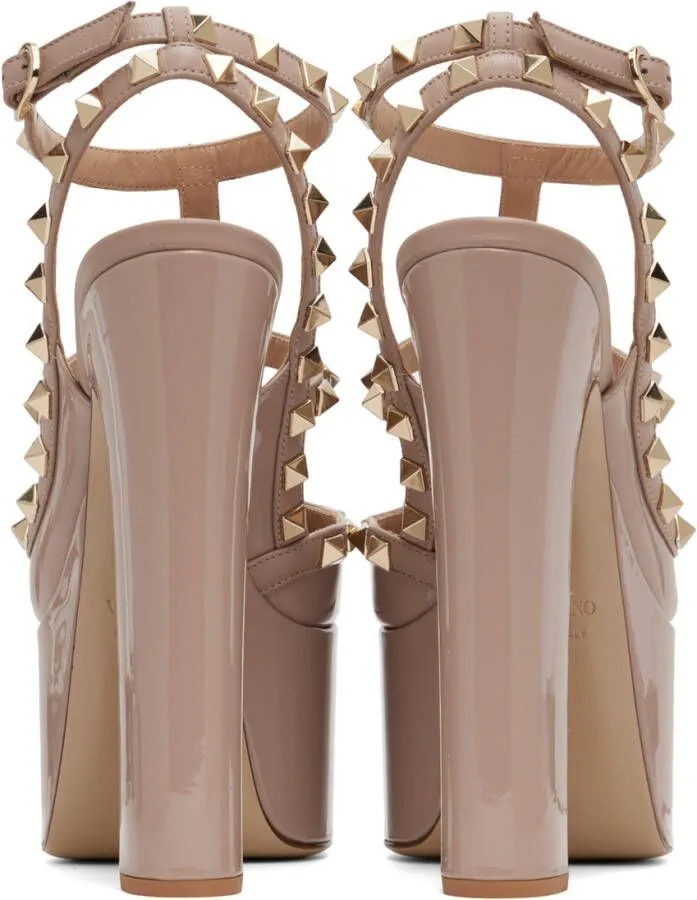 Valentino Garavani Taupe Rockstud Platform Heels