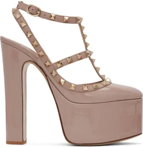 Valentino Garavani Taupe Rockstud Platform Heels