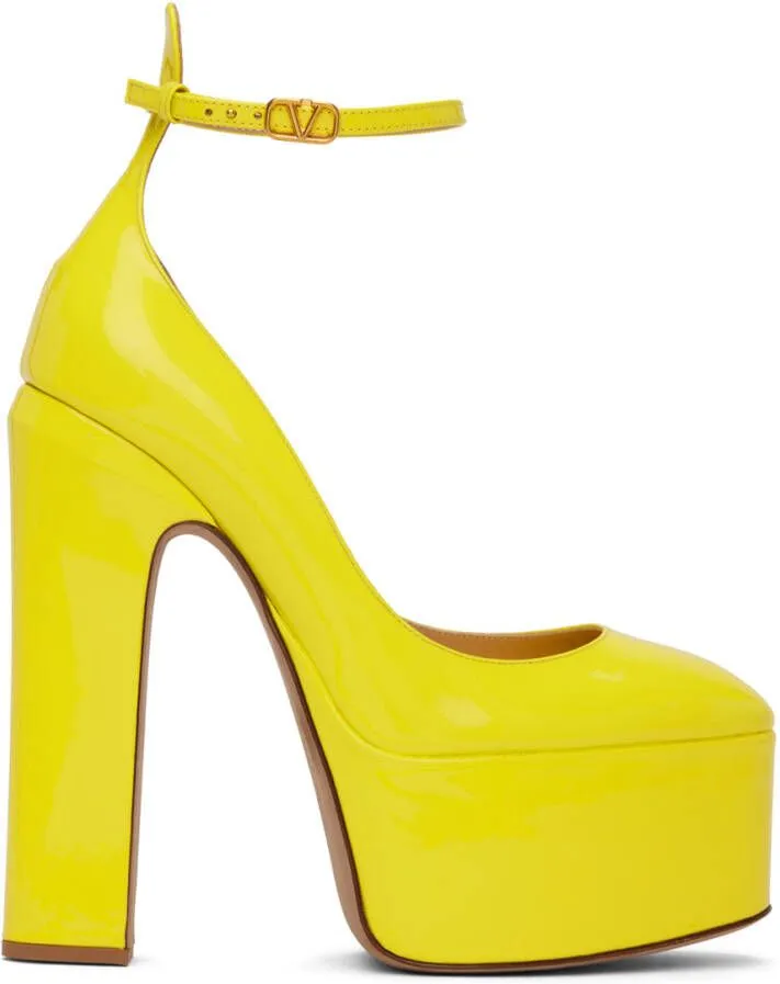 Valentino Garavani Yellow Tan-Go Platform Heels