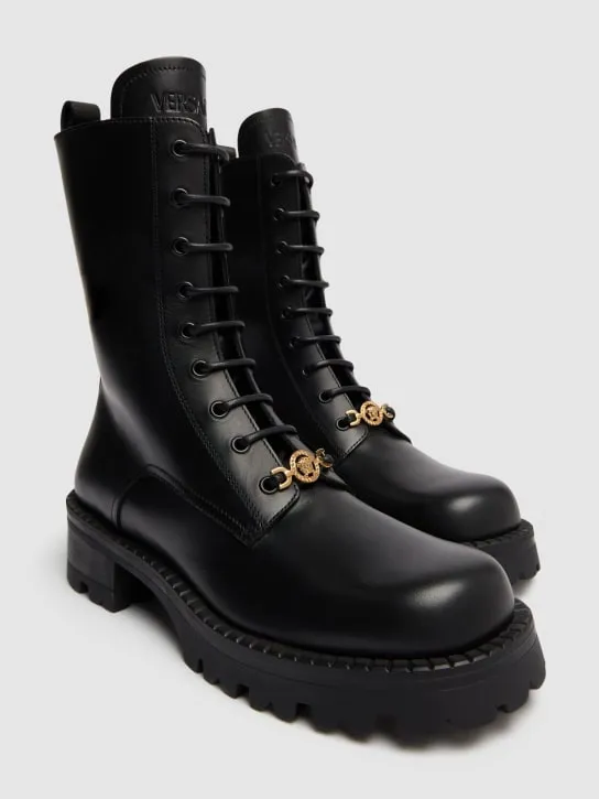 Versace   35mm Leather combat boots 