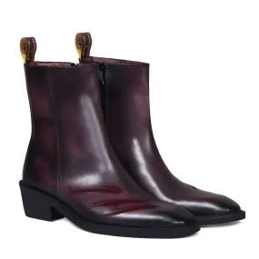 Werewolf Scratch Inspired Leather Boots in Purple-Grey Light Weight Cuban Heel by Brune & Bareskin