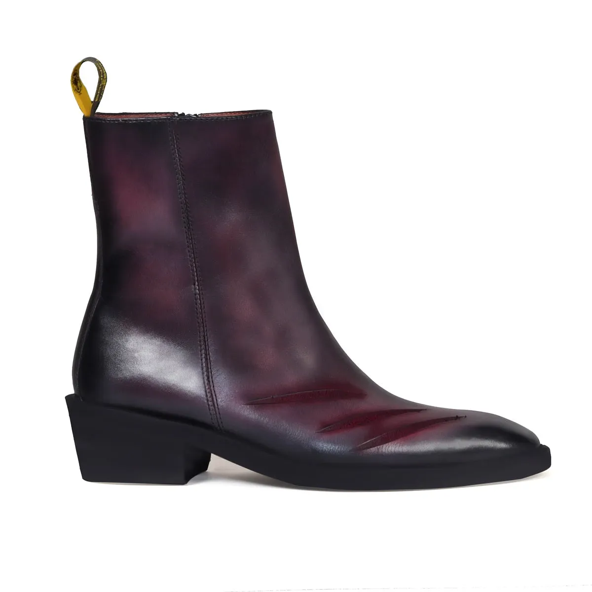 Werewolf Scratch Inspired Leather Boots in Purple-Grey Light Weight Cuban Heel by Brune & Bareskin