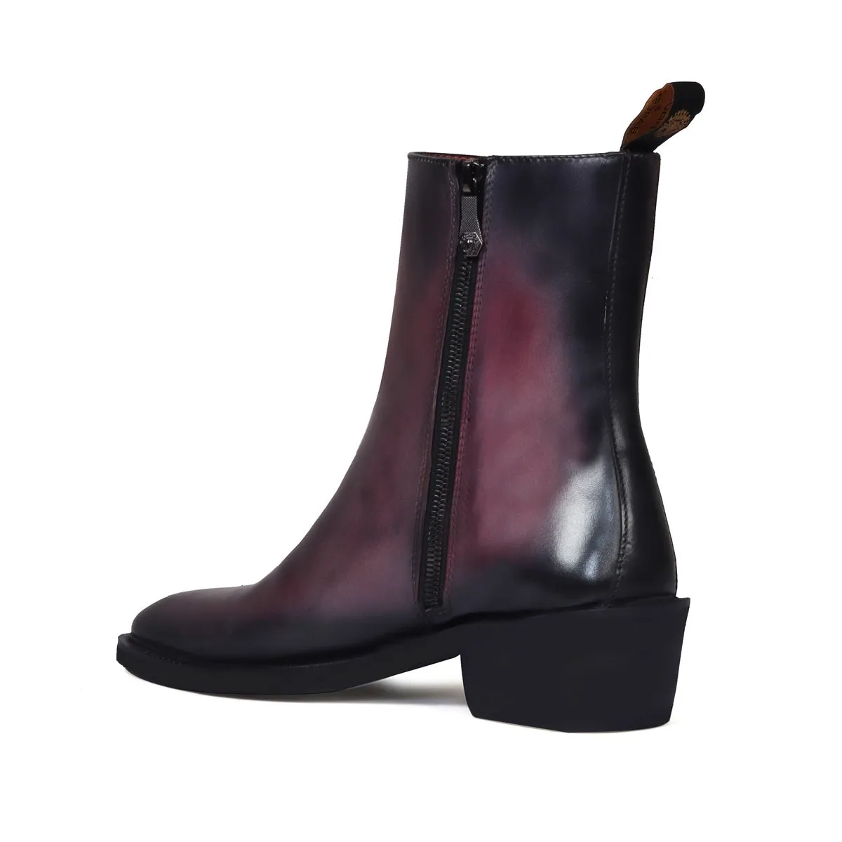 Werewolf Scratch Inspired Leather Boots in Purple-Grey Light Weight Cuban Heel by Brune & Bareskin