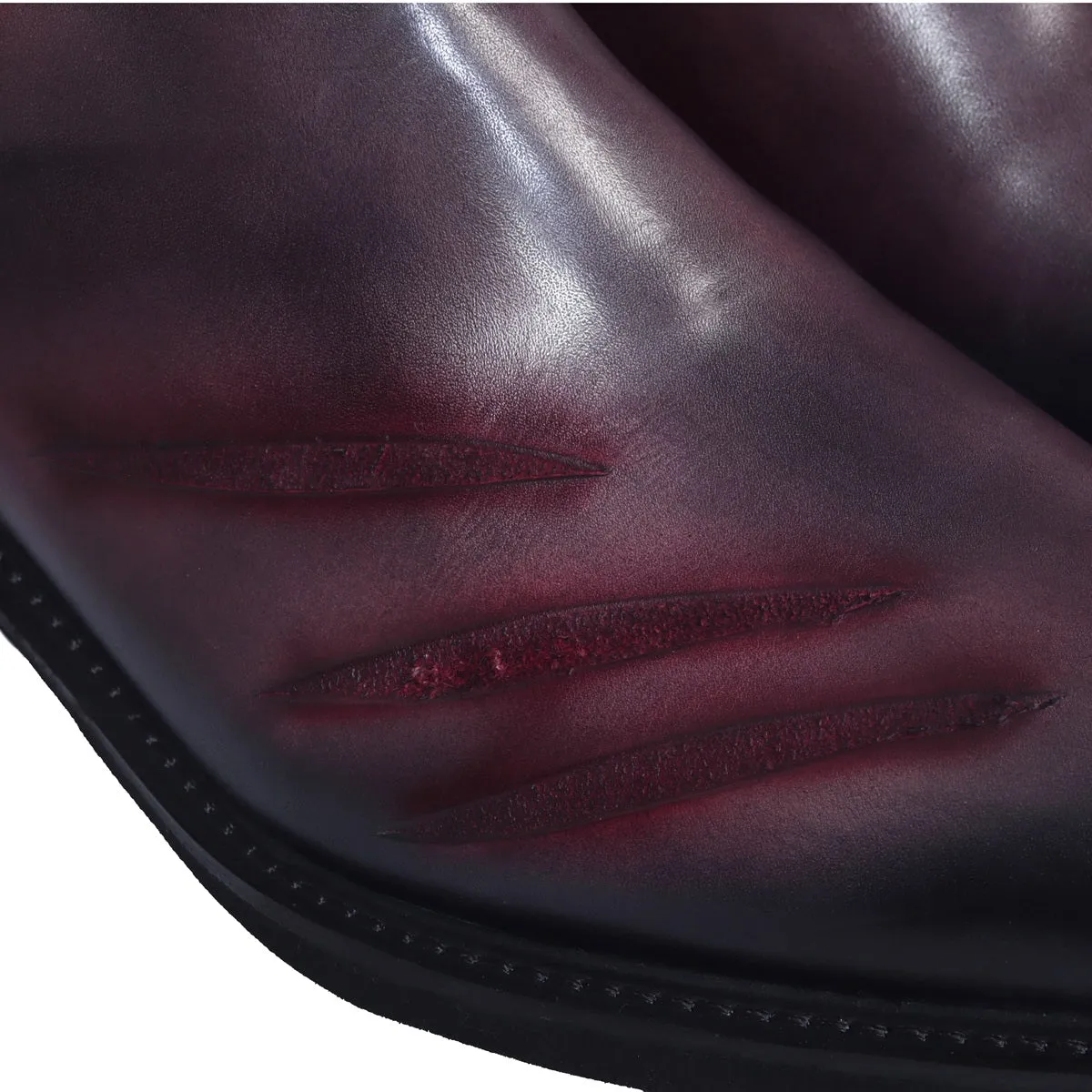 Werewolf Scratch Inspired Leather Boots in Purple-Grey Light Weight Cuban Heel by Brune & Bareskin