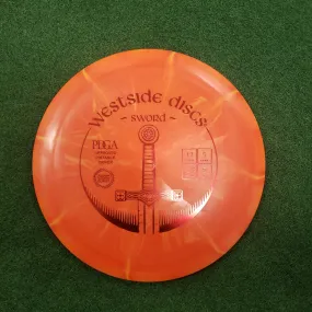 Westside Discs Sword Golf Disc - Stable Distance Driver with Speed 12, Glide 5, Turn -.5, and Fade 2