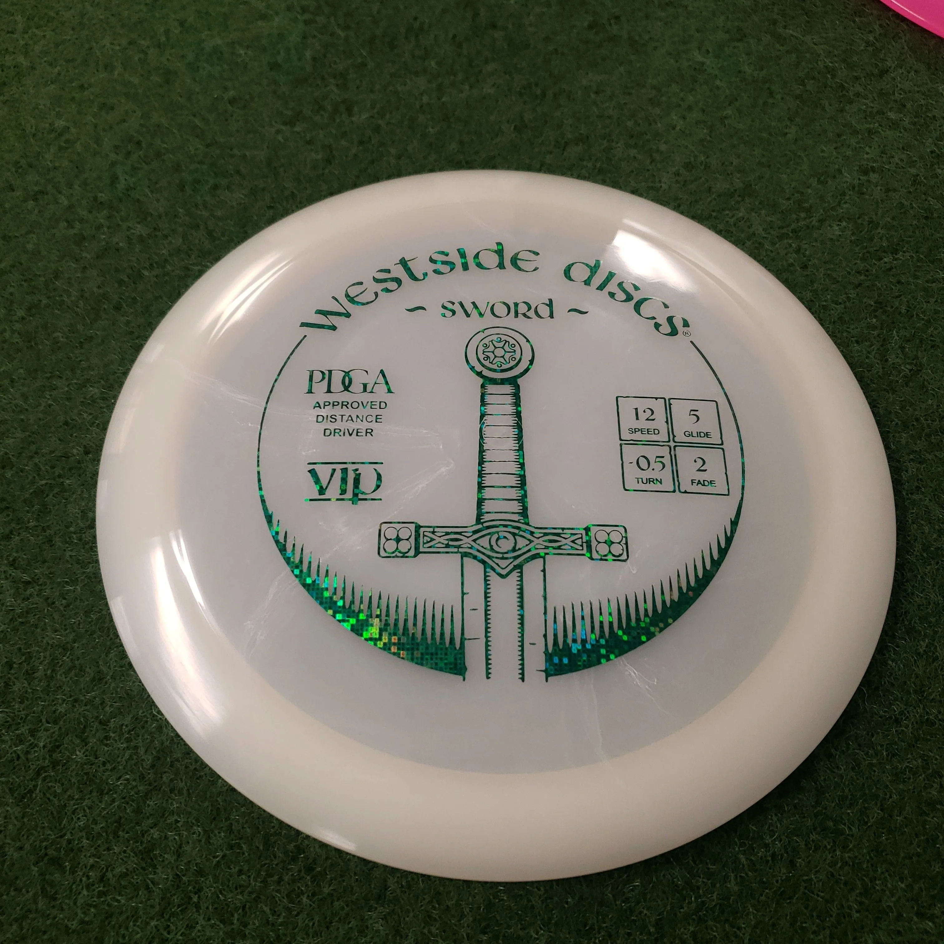 Westside Discs Sword Golf Disc - Stable Distance Driver with Speed 12, Glide 5, Turn -.5, and Fade 2