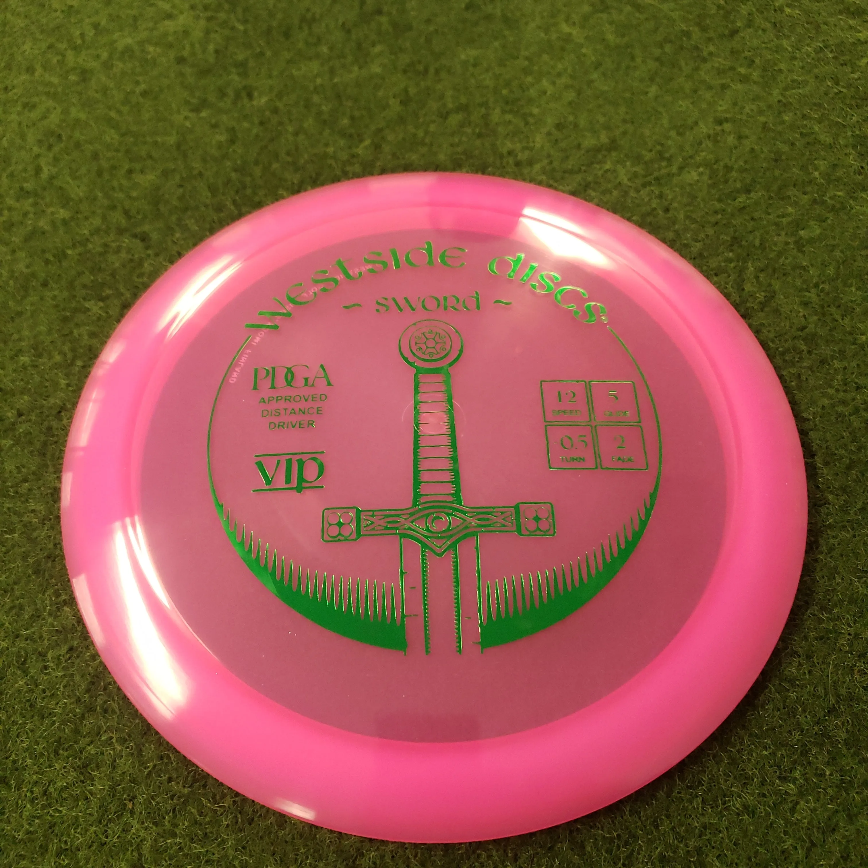 Westside Discs Sword Golf Disc - Stable Distance Driver with Speed 12, Glide 5, Turn -.5, and Fade 2