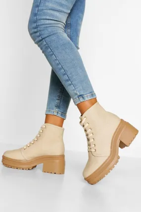 Wide Width Chunky Lace Up Combat Boots