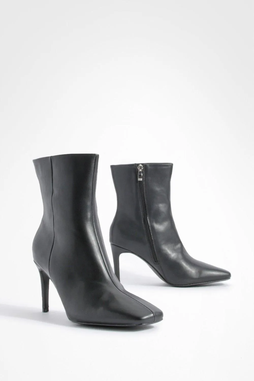 Wide Width Square Toe Stiletto Ankle Boots