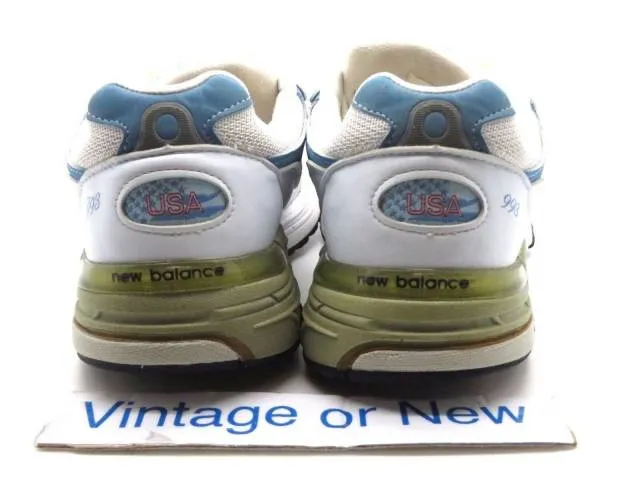 Women's new balance 993 white blue wr993bw running shoes sz 7.5