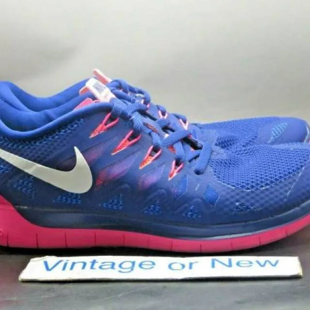 Women's nike free 5.0 deep royal blue hyper pink running shoes 642199-401 sz 9.5