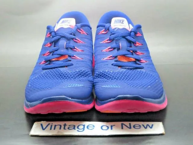 Women's nike free 5.0 deep royal blue hyper pink running shoes 642199-401 sz 9.5