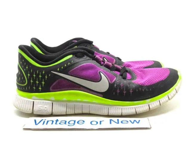 Women's nike free run+ 3 laser purple volt black running shoes 510643-553 sz 9