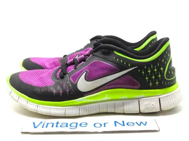 Women's nike free run+ 3 laser purple volt black running shoes 510643-553 sz 9