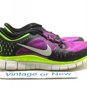 Women's nike free run+ 3 laser purple volt black running shoes 510643-553 sz 9