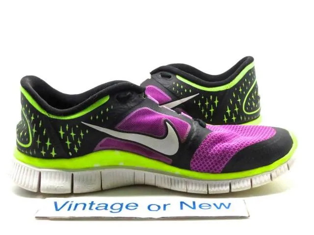 Women's nike free run+ 3 laser purple volt black running shoes 510643-553 sz 9