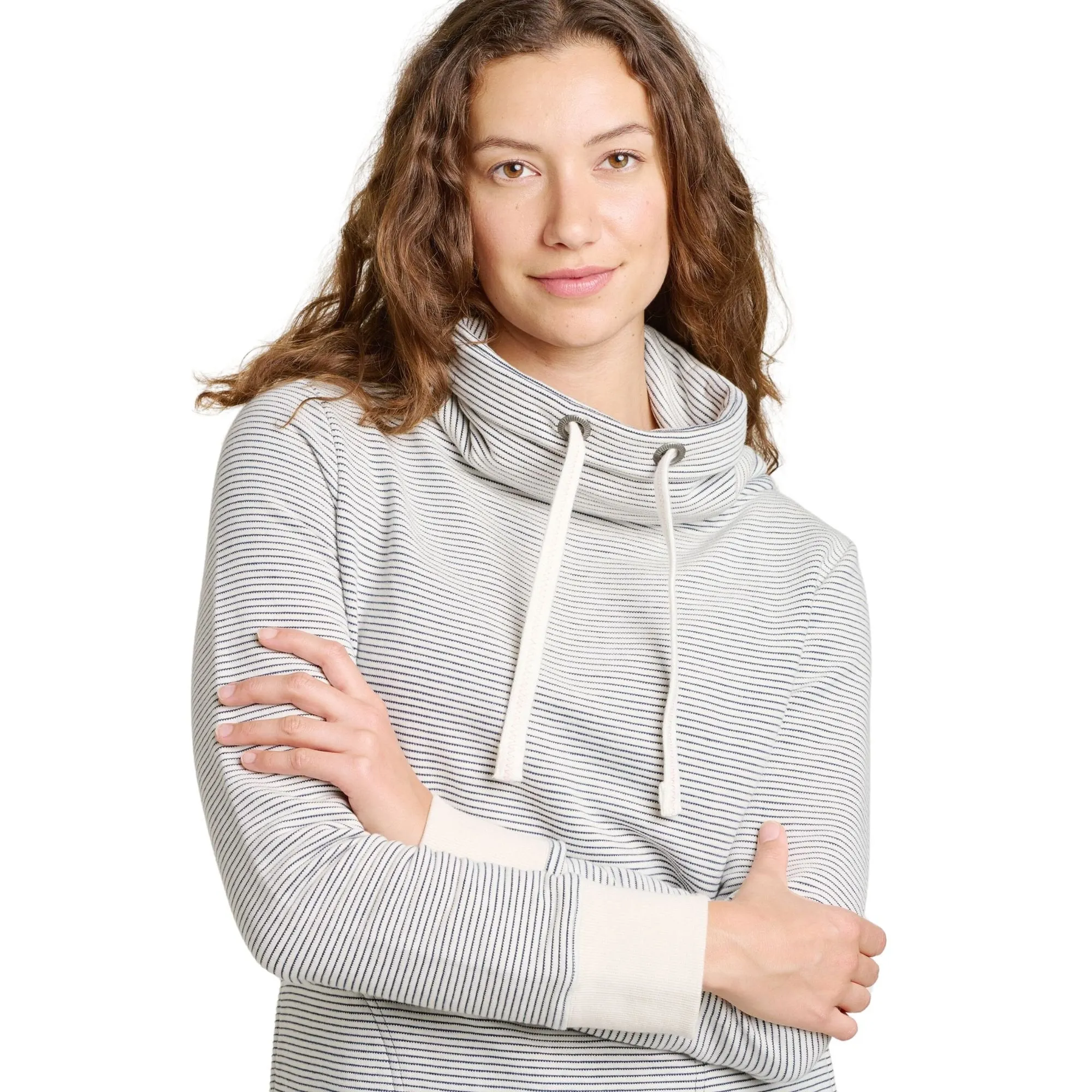 Womens Stripe Cowl Sweatshirt