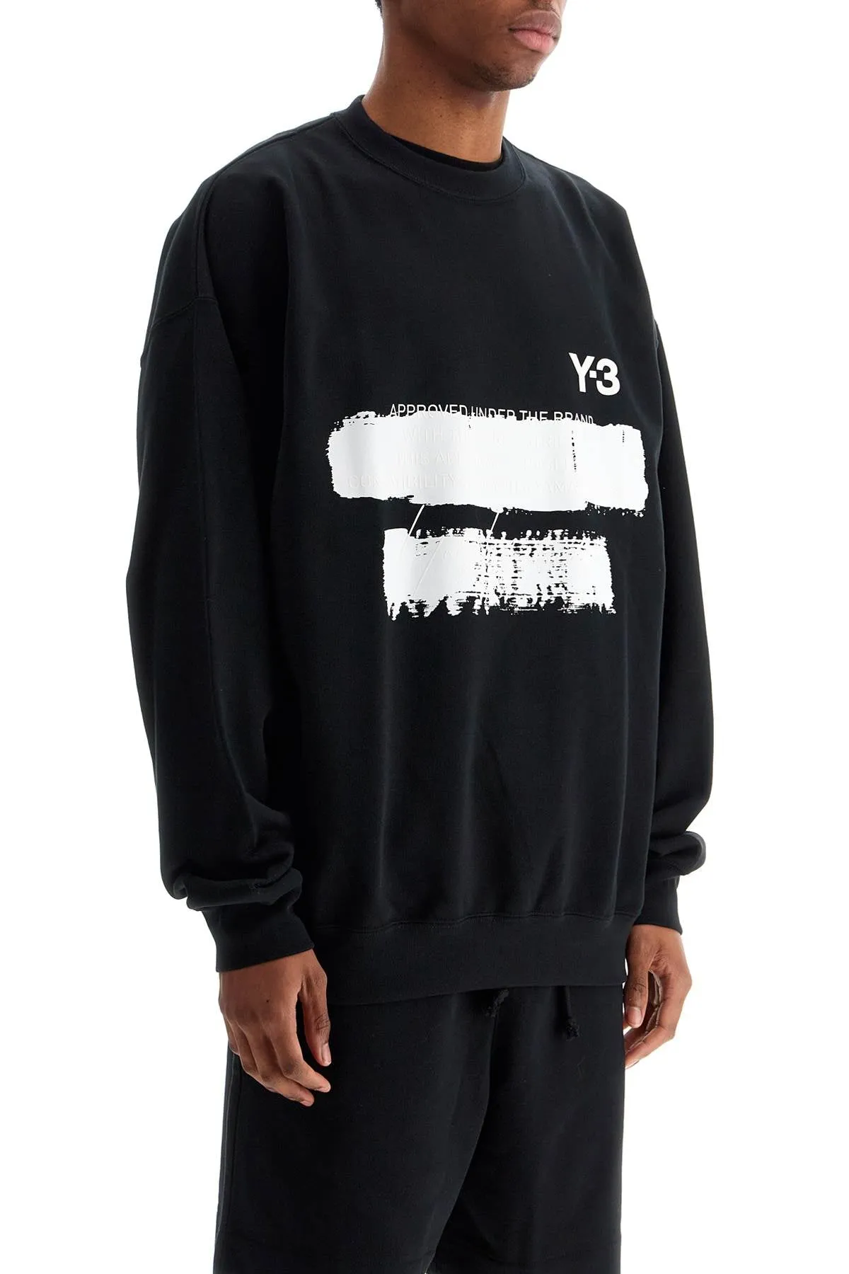 Y 3 Black Cotton Sweatshirt With Text Graphic