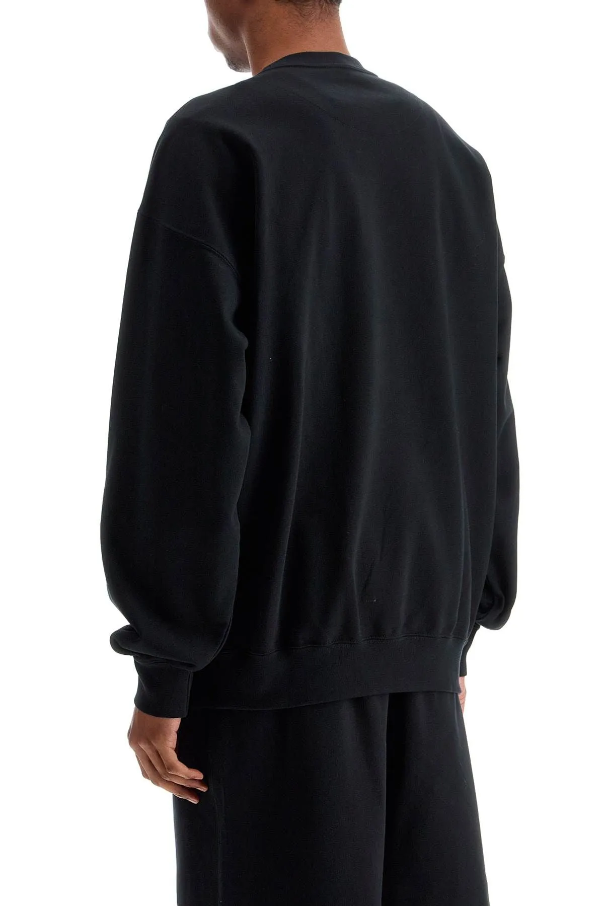 Y 3 Black Cotton Sweatshirt With Text Graphic