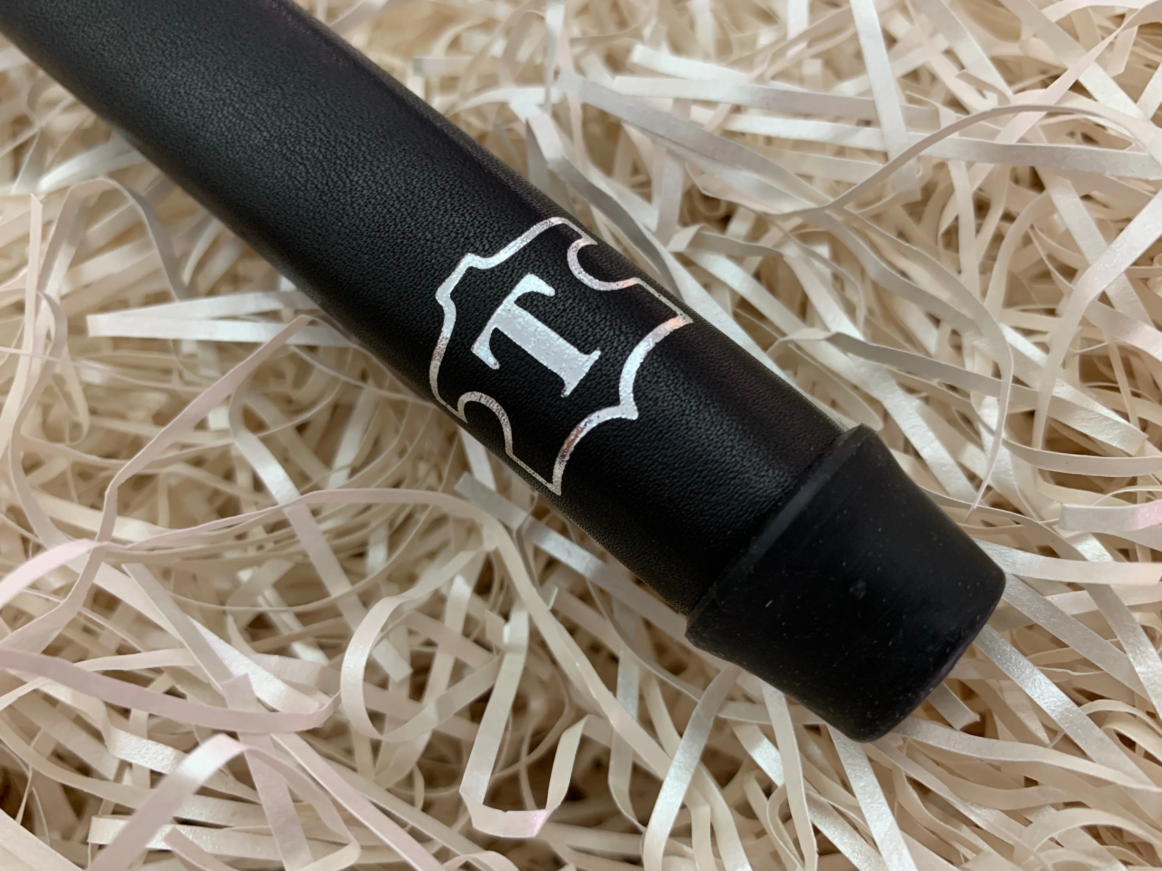 Yamada Putter Grip Leather - Standard Size - Black with Orange Letters.