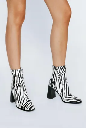 Zebra Print Ankle Boots